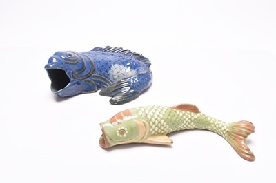 Lot 37 - Two Barnstaple art pottery fish wall pockets, late 19th century