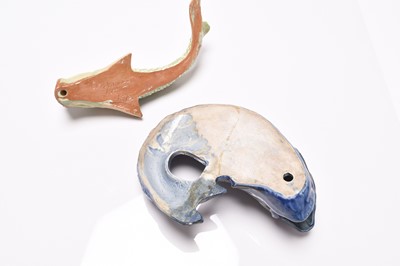 Lot 37 - Two Barnstaple art pottery fish wall pockets, late 19th century