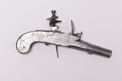 Lot 169 - 18th-century steel flintlock boxlock pistol, Segalas London