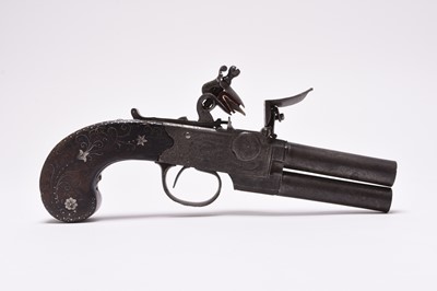 Lot 251 - Flintlock boxlock over-and-under pocket pistol by Wilson, 18th century