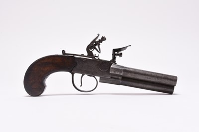 Lot 170 - Rare three-barrelled tap action travelling pistol by Twigg (London), circa 1790