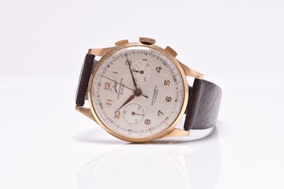 Lot 465 - Javil: A gentleman's 18ct gold chronograph wristwatch