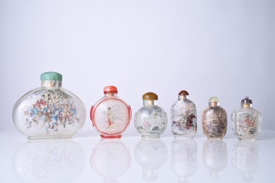 Lot 171 - A group of six Chinese internally painted glass snuff bottles, 20th century