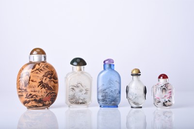 Lot 172 - A group of five Chinese internally painted glass snuff bottles, 19th/20th century