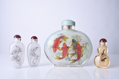 Lot 174 - A group of four Chinese internally painted snuff bottles, 20th century