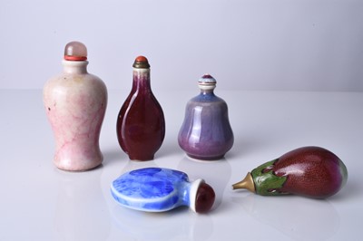 Lot 177 - A group of five Chinese porcelain snuff bottles, 19th century