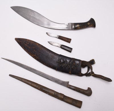 Lot 230 - Second World War kukri knife presented to RSM Copestake, with an Indian Pesh-Kabz