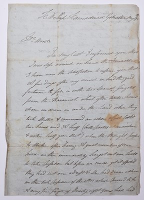 Lot 29 - ROYAL NAVY. Correspondence archive, to and from Hugh McKibbin, Master's Mate, circa 1791-1800.