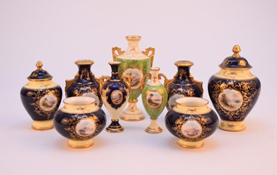 Lot 65 - A collection of Coalport vases with landscape panels