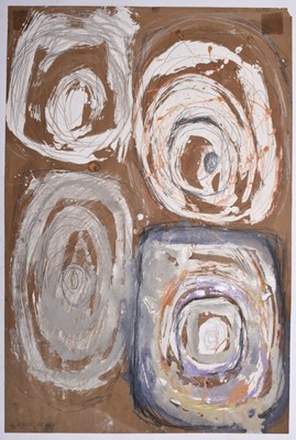 Lot 16 - Gillian Ayres CBE RA (1930-2018) Abstract Composition with Circular Forms in Brown and Mauve