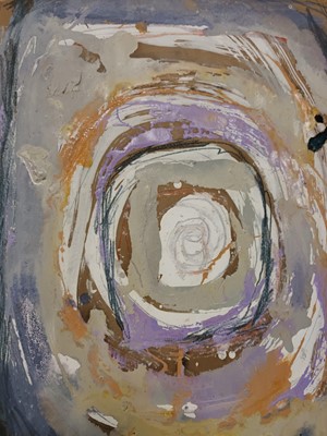 Lot 16 - Gillian Ayres CBE RA (1930-2018) Abstract Composition with Circular Forms in Brown and Mauve