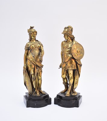 Lot 532 - A pair of cast bronze alloy figures of Mars and Minerva, 20th century