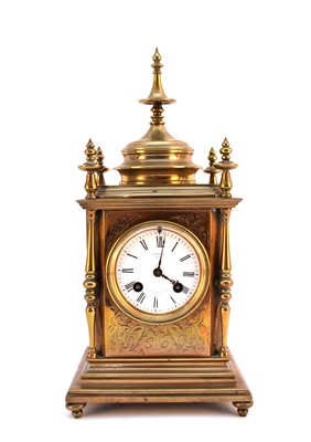 Lot 601 - A French brass mantel clock, circa 1890