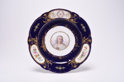 Lot 160 - Sèvres cabinet plate with a portrait of Madame de Polignac, dated 1775