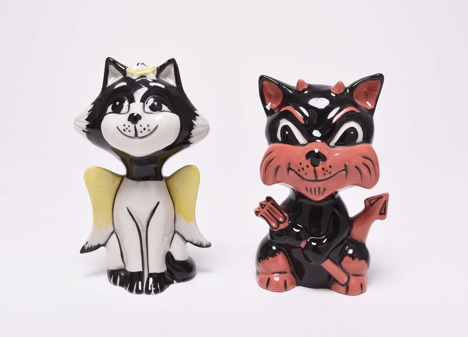 Lot 160 - A pair of Lorna Bailey 'Angel' and 'Devil' cat models