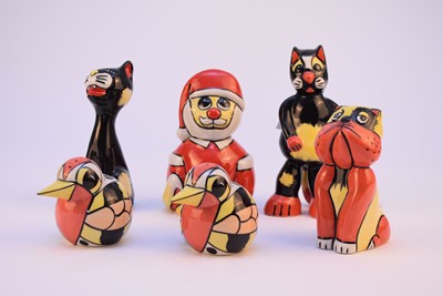 Lot 164 - A group of Lorna Bailey cats and one bird salt pot