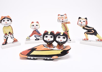 Lot 169 - Five Lorna Bailey 'Winter Olympic Sports' cat figures