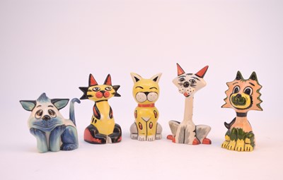 Lot 174 - Five Lorna Bailey models of cats including 'Sunny' and 'Sonic'