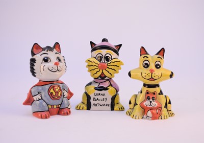 Lot 176 - Three Lorna Bailey models of cats including 'Supercat'