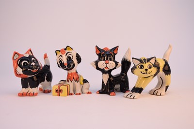 Lot 180 - Four Lorna Bailey models of cats including 'Christmas Delight'