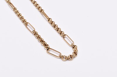 Lot 188 - A 9ct gold belcher and elongated link chain necklace