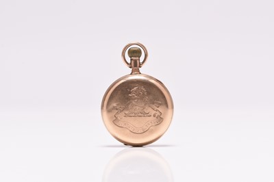 Lot 88 - Waltham: A gold hunter pocket watch with gold Albert chain