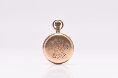 Lot 88 - Waltham: A gold hunter pocket watch with gold Albert chain