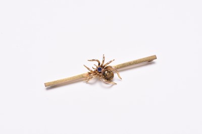 Lot 287 - A sapphire and yellow zircon novelty spider brooch