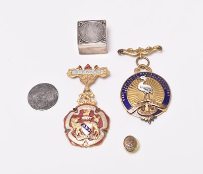 Lot 259 - Two gilt metal and enamel Masonic Medals and