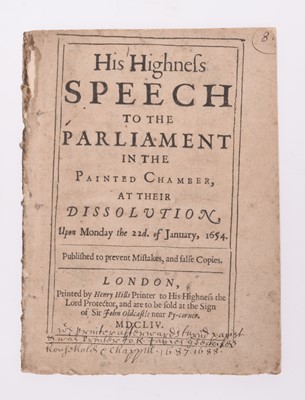 Lot 81 - [CROMWELL, Oliver] His Highness Speech to the Parliament in the Painted Chamber, plus another (2)