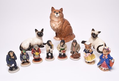 Lot 189 - Beswick and Royal Doulton animals, together with Robert Harrop PG Tips chimps etc