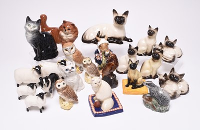 Lot 189 - Beswick and Royal Doulton animals, together with Robert Harrop PG Tips chimps etc