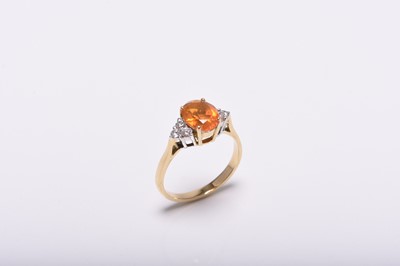 Lot 339 - An 18ct gold fire opal and diamond ring