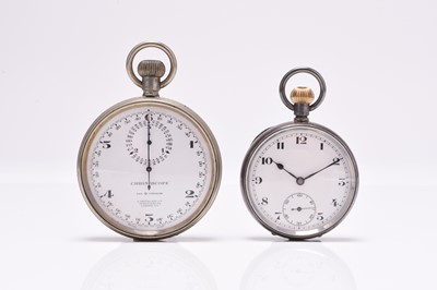 Lot 440 - Smith & Son: A Chronoscope open face chronograph timer and a silver open face pocket watch