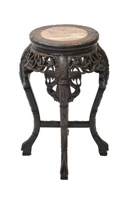 Lot 189 - A Chinese marble-inlaid rosewood vase stand