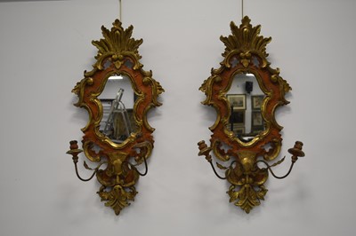 Lot 267 - A pair of Venetian rococo revival giltwood girandole