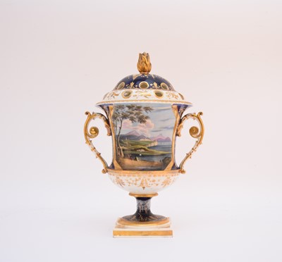Lot 11 - English porcelain pot pourri vase and cover, circa 1815-20 - named Irish view
