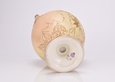 Lot 19 - Royal Worcester blush ivory twin-handled vase and cover, dated 1896
