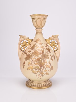 Lot 20 - Royal Worcester twin-handled vase, dated 1889