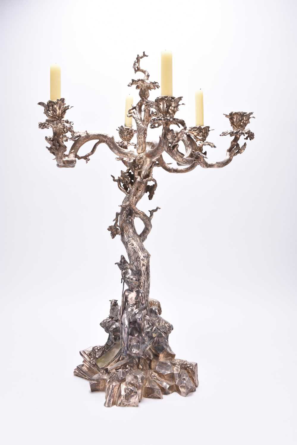 Lot 2 - An impressive Elkington & Co silver plated table centrepiece candelabra