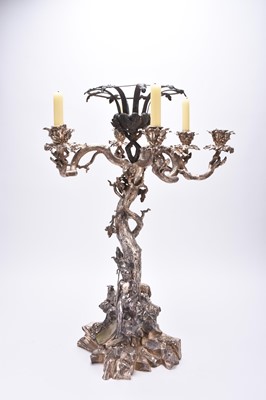 Lot 2 - An impressive Elkington & Co silver plated table centrepiece candelabra