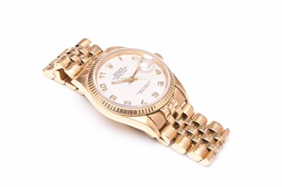 Lot 103 - Rolex: A gentleman's 18ct gold Oyster Perpetual Datejust bracelet watch