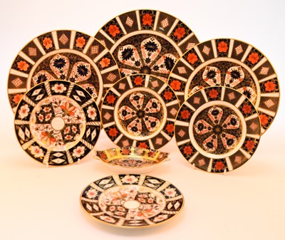 Lot 191 - A group of Royal Crown Derby imari plates and one trinket dish