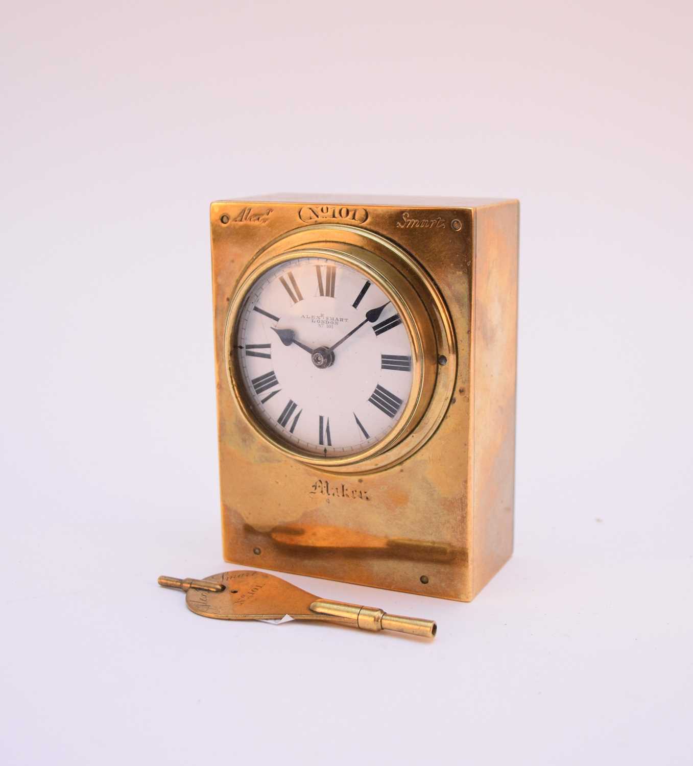 Lot 602 - An unusual 19th century brass timepiece by Alexander Smart, London