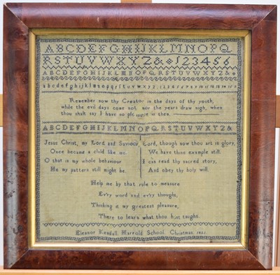 Lot 585 - George IV needlework sampler, dated 1821