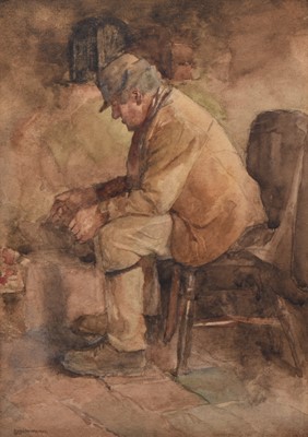 Lot 360 - William John Wainwright (1855-1931) Man Warming Himself by the Fire