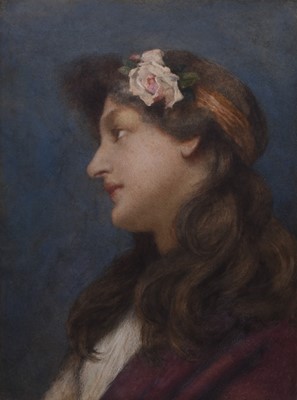 Lot 142 - William John Wainwright (1855-1931) Portrait of a Lady with a Rose in her Hair