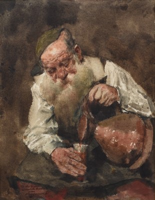 Lot 361 - William John Wainwright (1855-1931) Old Man Pouring Wine