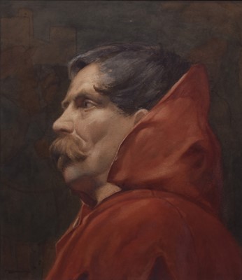 Lot 686 - William John Wainwright (1855-1931) Gentleman in a Red Hooded Cloak
