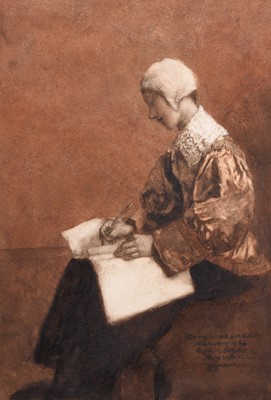 Lot 128 - William John Wainwright (1855-1931) A Seated Lady Writing